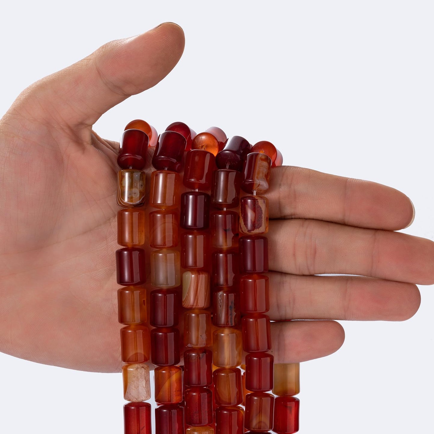 Natural Red Agate Cylinder Tube Beads 10x14mm 38cm/str Loose Semi Gemstone Stone Beads for Making Bracelets Necklace