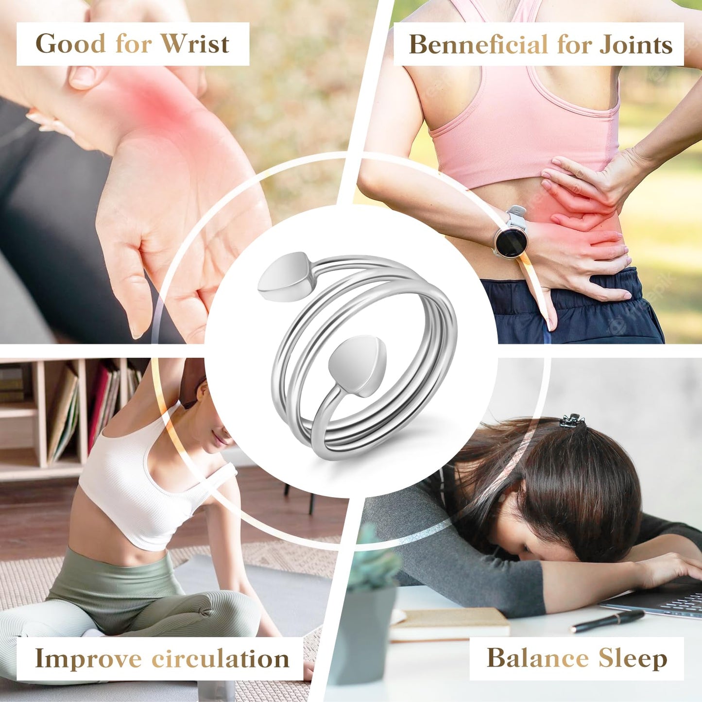 Mahnco Lymphatic Drainage Ring for Women, Magnetic Ring Adjustable Copper Ring, 100% Pure Copper Jewelry Gift