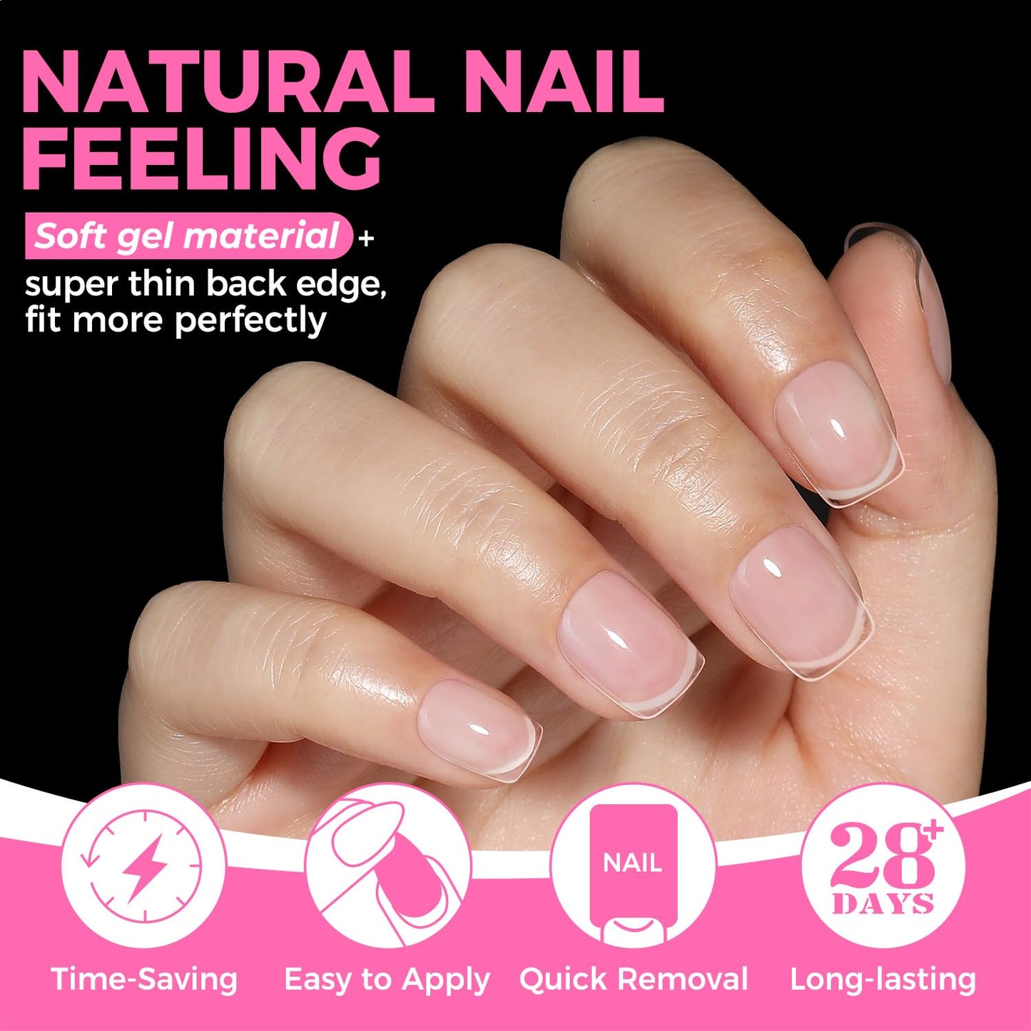 UNA GELLA 312Pcs Extra Short Squoval Nail Tips, Square Pre-Etched Half Matte Soft Gel Nail Tips Square Full Cover, No File Needed Clear Squoval Acrylic False Nails for DIY Nail Art Extension 12 Sizes
