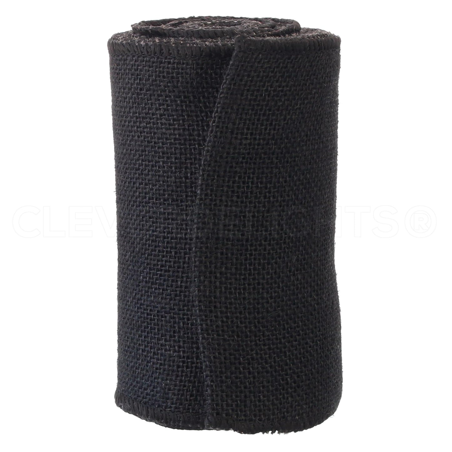 CleverDelights 6" Black Burlap Ribbon - Wired Edges - 10 Yards - Jute Burlap Fabric