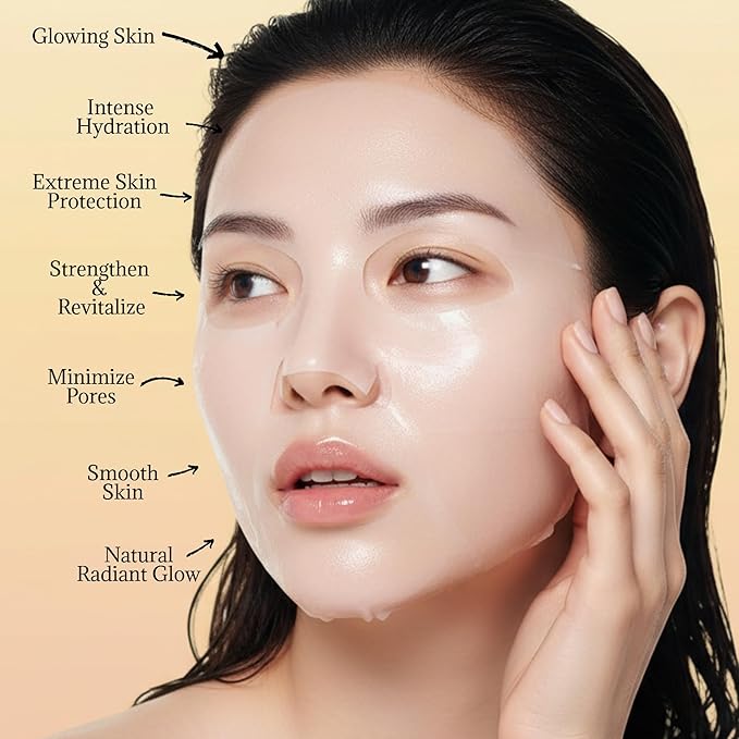 8-Mask Glow Ritual Set | 4 Bio-Collagen Deep Repair Masks + 4 Hyaluronic Acid Hydration Masks | Korean Overnight Firming, Repair & Glass Skin Glow | 30-Day K-Beauty Treatment