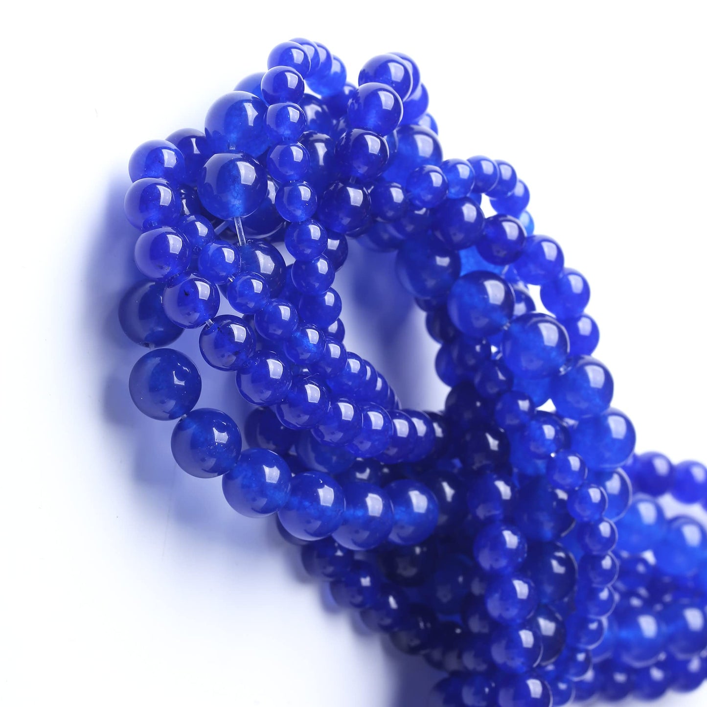 10MM Dark Blue Chalcedony Round Loose Beads Natural Gem Beads Crystal Energy Stone Beads for Jewelry Making DIY Bracelet Necklace