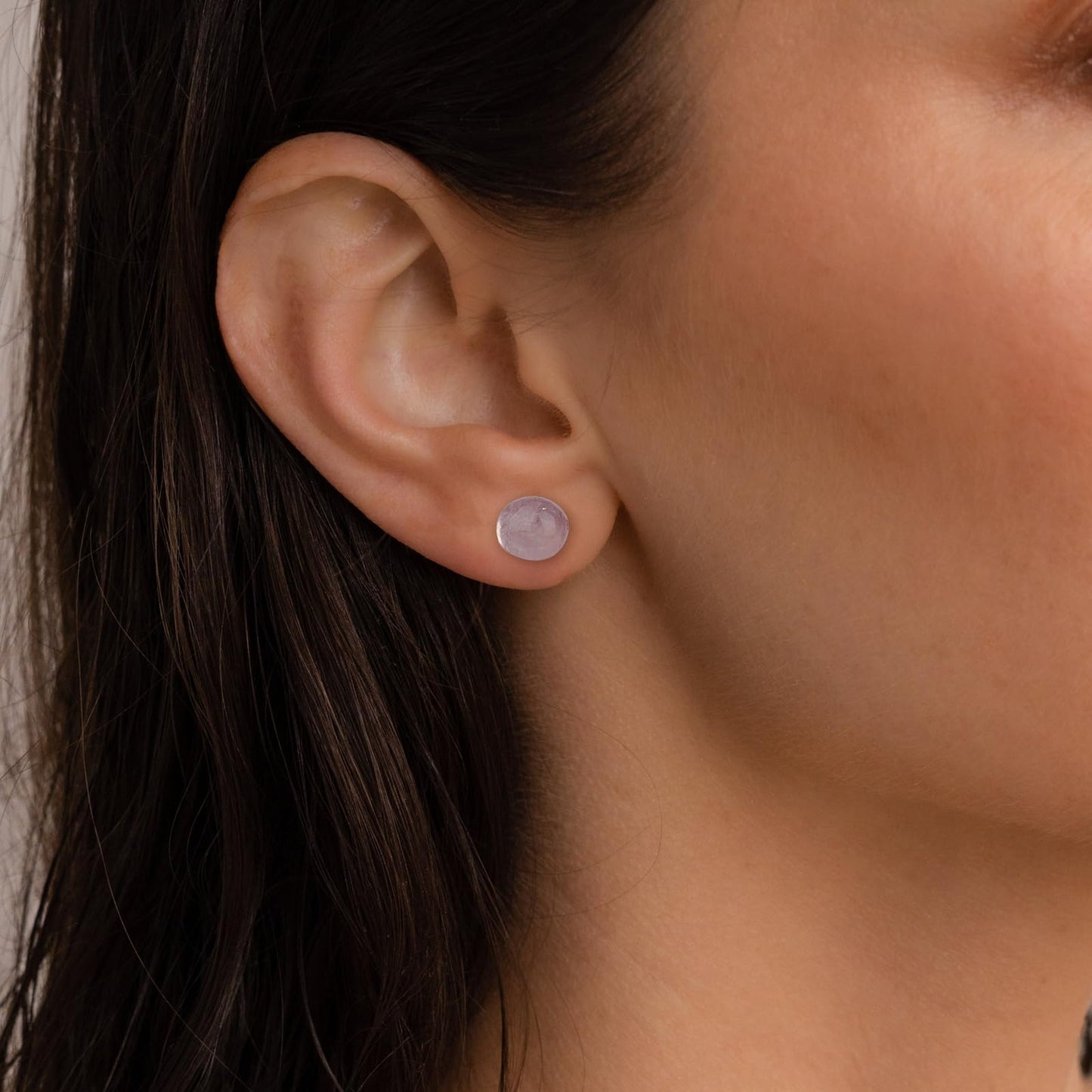ZILENIU Rose Quartz Stud Earrings, 8-12mm Pink Stone, Handmade, Hypoallergenic Stainless Steel, Casual Wear