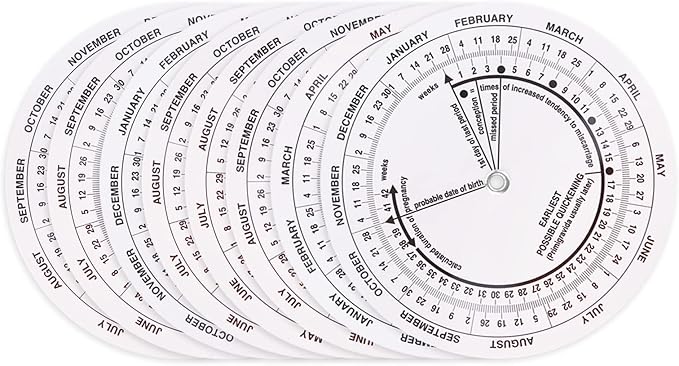 8Pcs Pregnancy Wheel Badge Card, Pregnancy Wheel Due Date Calculator for Doctors Midwives Nurses Pregnant Patients