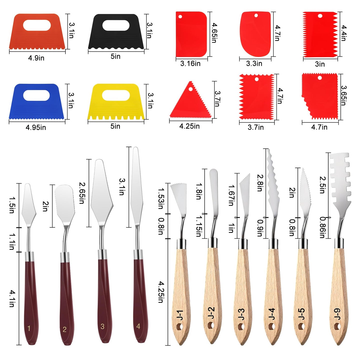 EEEKit 21 PCS Painting Spatula Set, Stainless Steel Spatula Pallet Knife with Art Paint Scrapers, Paint Spatula Tools for Oil Canvas, Watercolor, Acrylic Painting