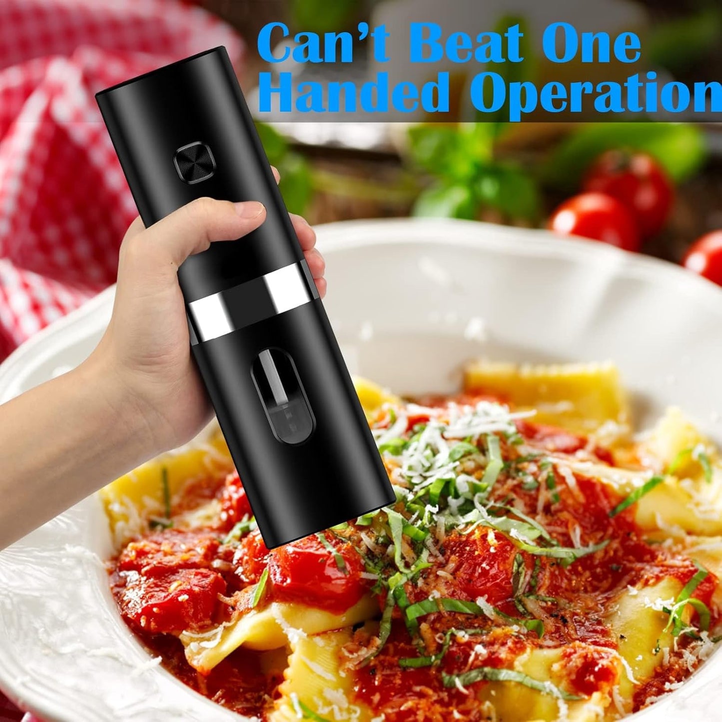 Duyiho Electric Salt and Pepper Grinder Set, USB Rechargeable Automatic Pepper Mill Set, Adjustable Coarseness Spice Shakers Set with Charging Base & LED Light (Gift Packaging)