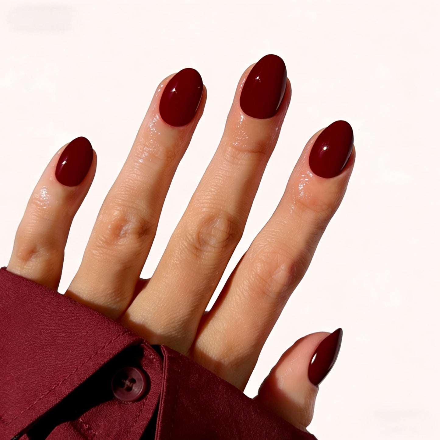 Red Press On Nails Oval -Short Press On Nails with Nail Glue, Fit Perfectly & Natural Reusable Stick On Nails in 12 Sizes - 24PCS Soft Gel Glue On Nails Kit