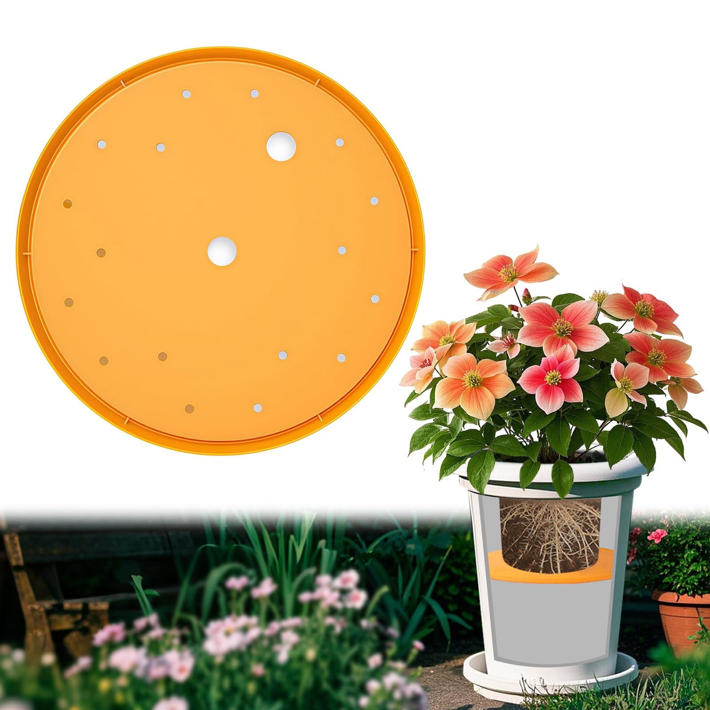 Tryitsbest Round Planter Insert for Large Pots, 11" Tall Flower Pot Fillers for Planters with Drainage Holes for Indoor Outdoor Gardening Plants Container (1 Pack, 11 inch)