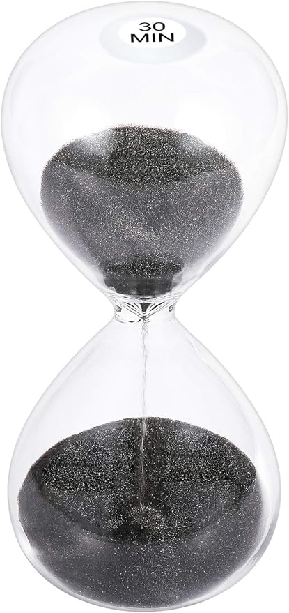 SuLiao Hourglass 30 Minute Sand Timer: 5.1 Inch Black Sand Clock, Extra Reloj De Arena, Unity Hour Glass Sandglass for Kids, Games, Classroom, Home, Desk, Office Decoration