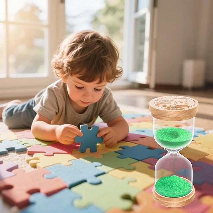 1 Minute Sand Timer, Wooden Hourglass Sand Clock, Small Beech Wood 1 Min Hour Glass, One Minutes Sandglass for Brushing Teeth, Reloj De Arena, Classroom, Game, Kitchen, Home, Office