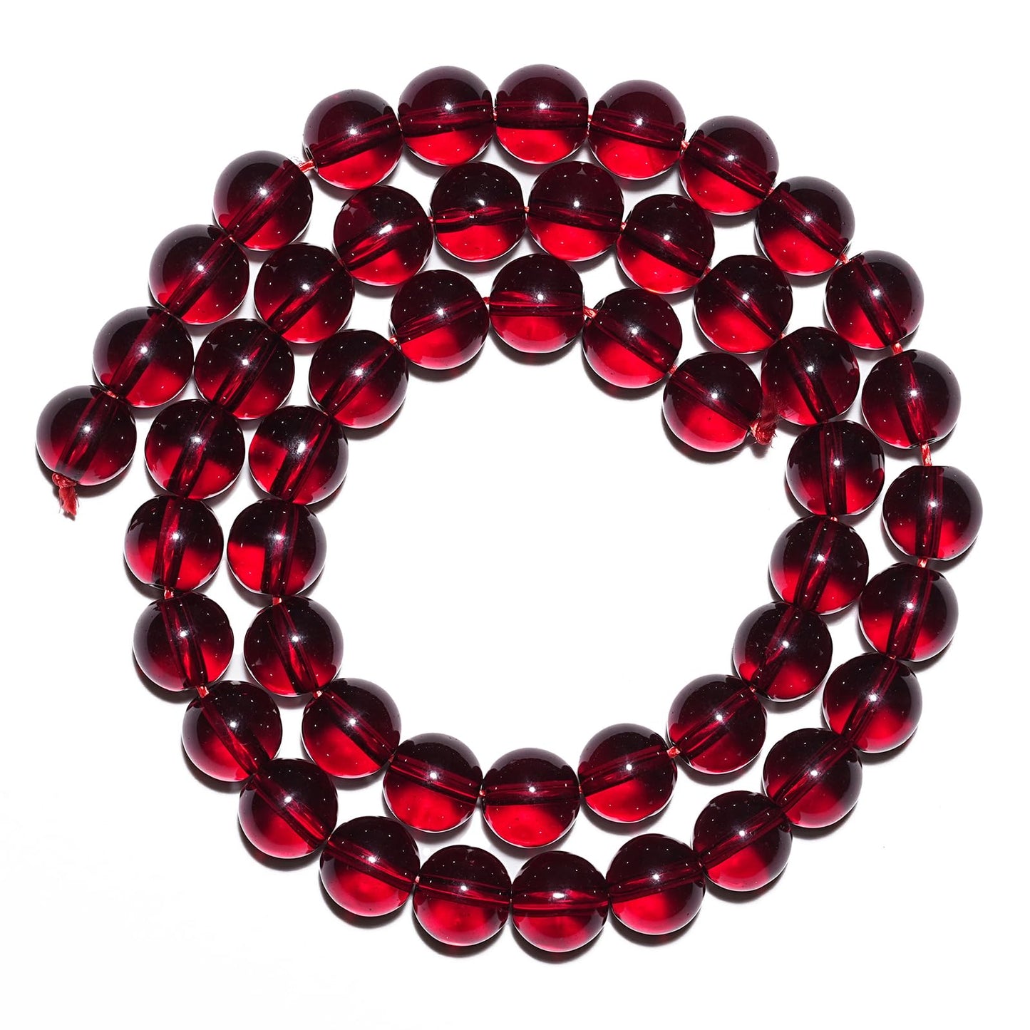 10mm Natural Garnet Red Glass Crystal Gemstone Beads Polished Round Smooth Stone Beads for Bracelets Jewelry Making 15inch Loose Beads