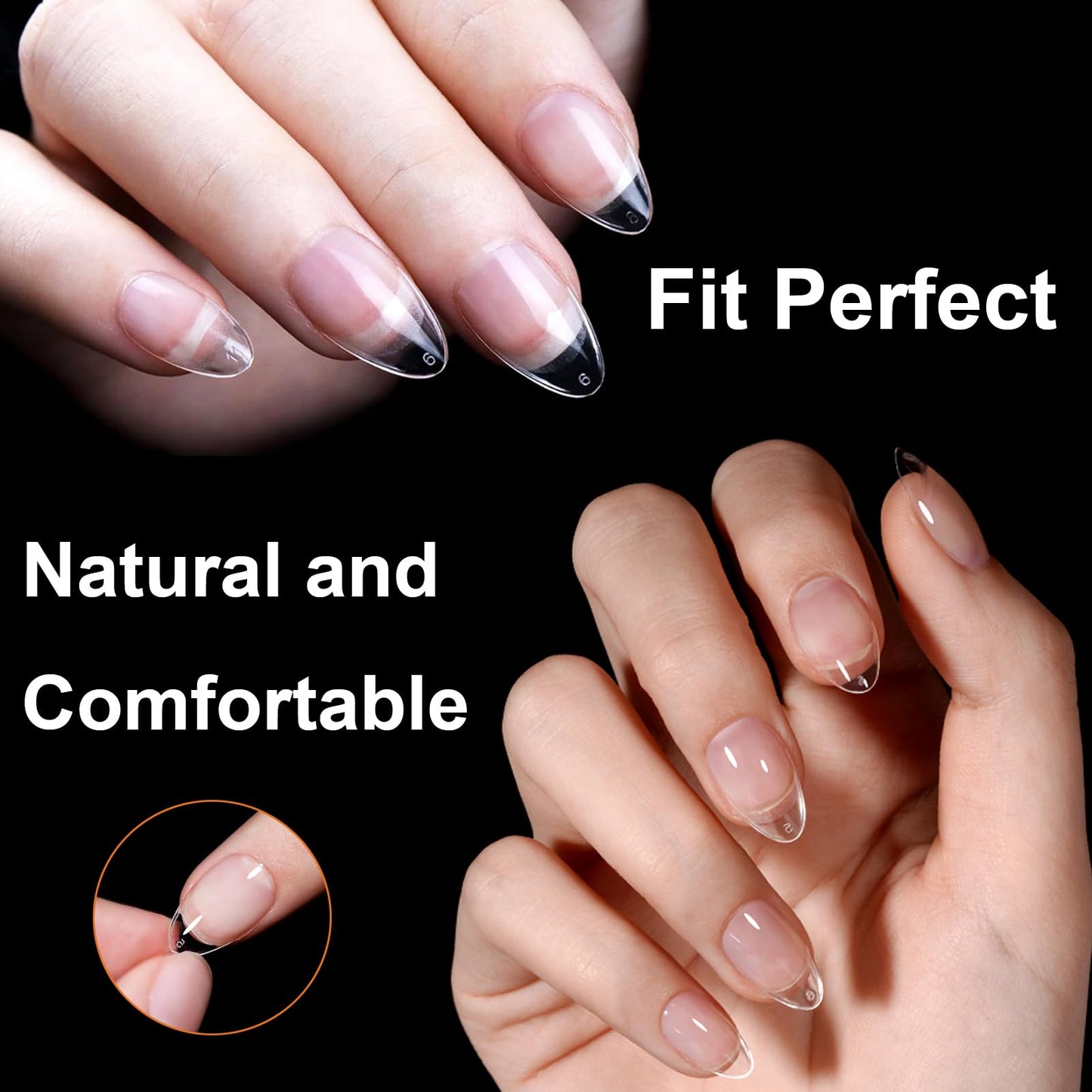 1200Pcs Extra Short Soft Gel Nail Tips 2 Styles Kit - Almond & Square Clear Press On Nails for Extension Manicure Home Salon DIY, 12 Sizes, BlueZOO