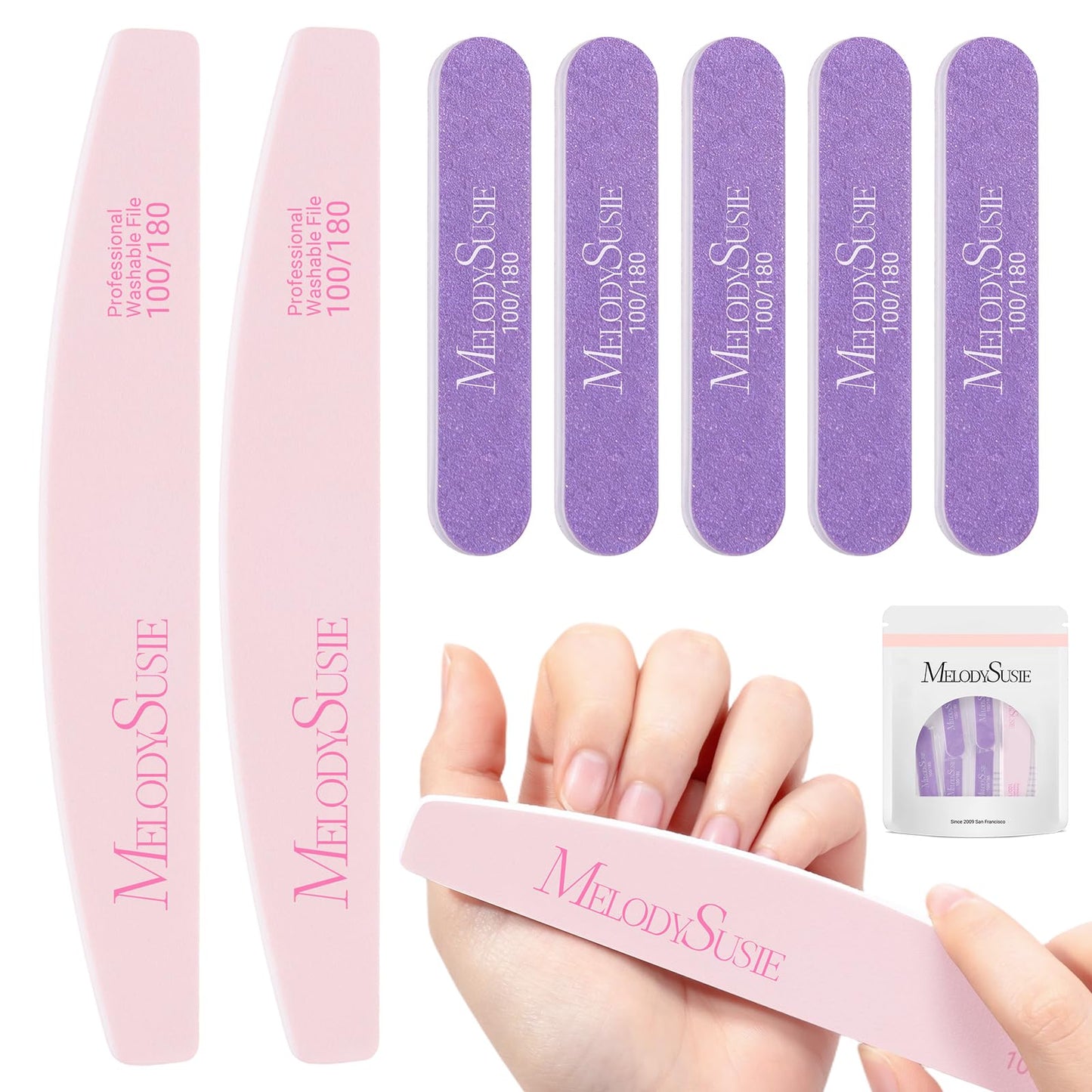 MelodySusie GelCarousel for Nail Polish Bottle Holder and 3D Mixed Nail Charms and Gems and Sandpaper Sheets and 7Pcs Nail File Kit