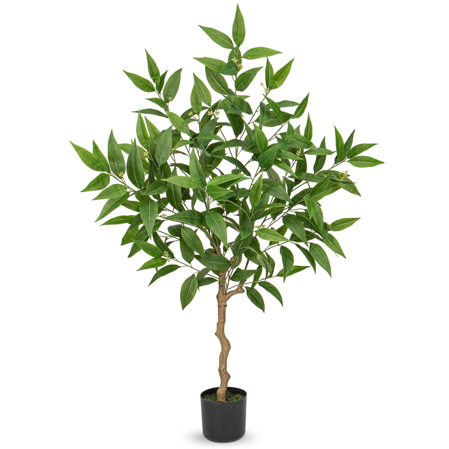 Artificial Eucalyptus Tree Plant in Black Pot – 4FT Tall Faux Indoor Plant for Home Décor, Modern Greenery for Living Room, Bedroom, Office