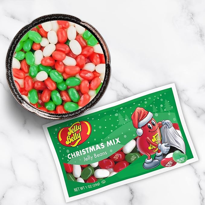Needzo Christmas Mix 2025 Individual Packets of Jelly Beans, Very Cherry, Green Apple, and Coconut Flavored Candies, Stocking Stuffers, Pack of 6