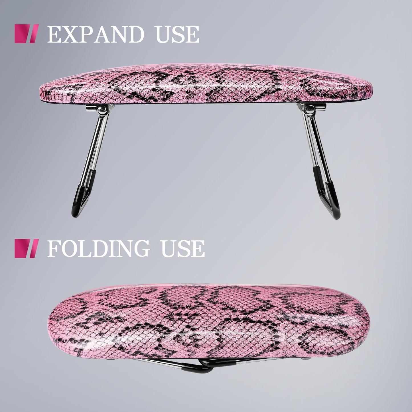 Krofaue Arm Rest for Nails Tech, Professional Microfiber Leather Nail Hand Rest Stand Arm Rest for Acrylic Nails Cushion Hand Holder with Non-slip - Nail Technician Use Must Have (Rose Pink)