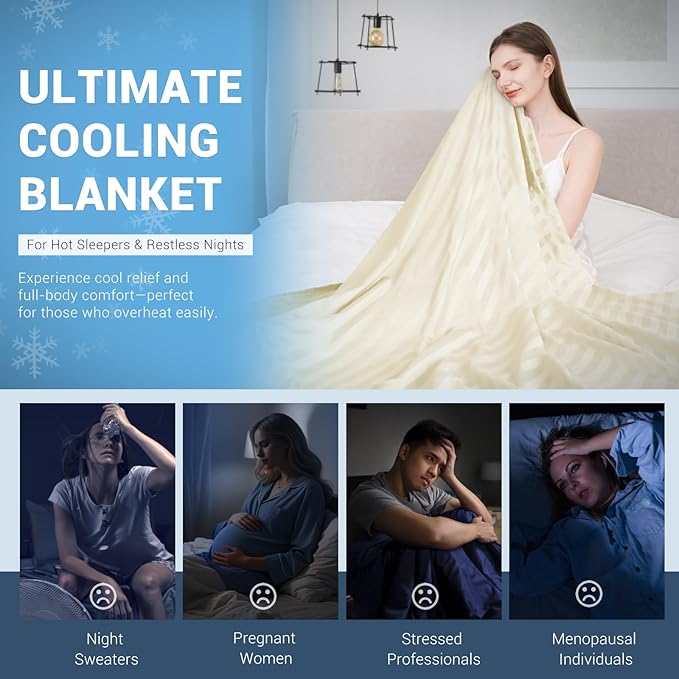 Elegear Revolutionary Cooling Blanket, Absorbs Heat to Keep Body Cool for Night Sweats, Double Sided Arc-Chill3.0 Cooling Fiber Q-Max>0.5, Lightweight Summer Cold Blankets for Sleeping 59" x 79"