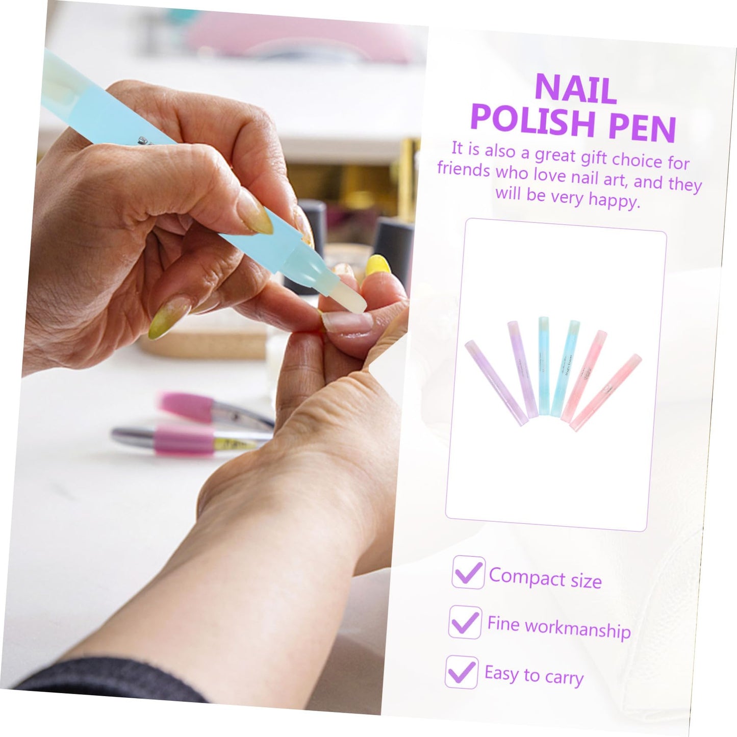 HAKIDZEL 6Pcs Manicure Polish Corrector Pen for Nail Art Polish Removal Fingernail Decontamination Tool with Soft Tip for Beginners and Professional Salon Use