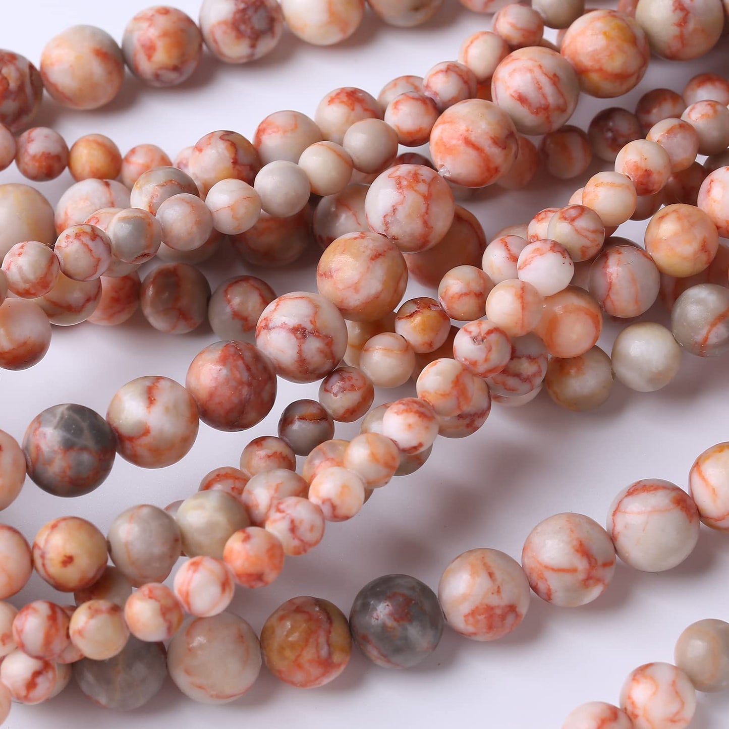 48PCS 8MM Red Network Stone Beads Energy Healing Beads for DIY Jewelry Bracelet Necklace Making for Jewelry Making 15Inch