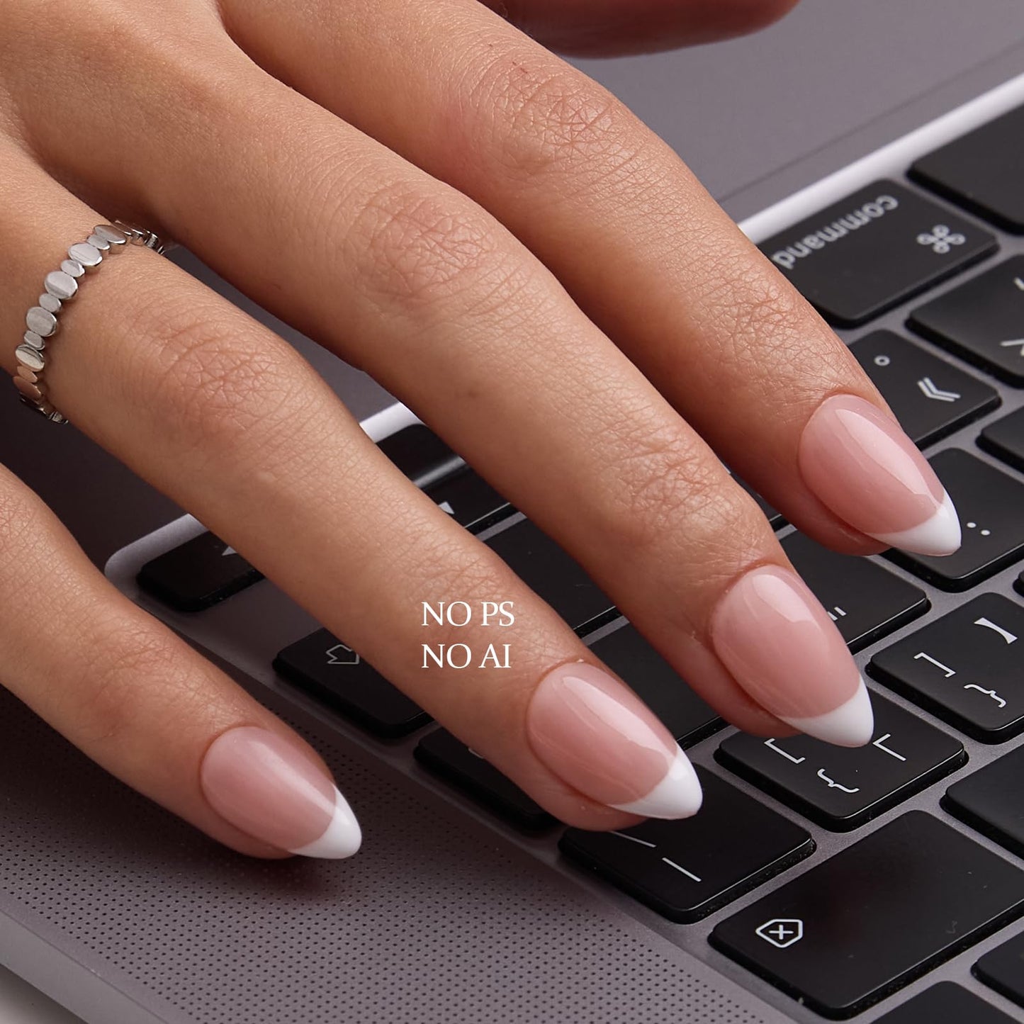 French Tip Press On Nails Short Almond,MOKAYIMO White French Nail Press Ons,10Pcs Handmade Custom-Sized Acrylic False Nails Kit,Natural Look,Salon Quality,Long Lasting,Size XL for Wide Nails