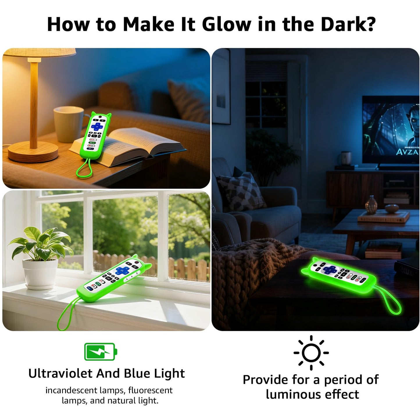 (Pack of 2) ONEBOM Replacement Remote for Roku TV with Soft Protective Silicone Cover(Glow in The Dark), Universal Remote for TCL/Hisense/Sharp/Onn/Element/Philips Roku Smart TV