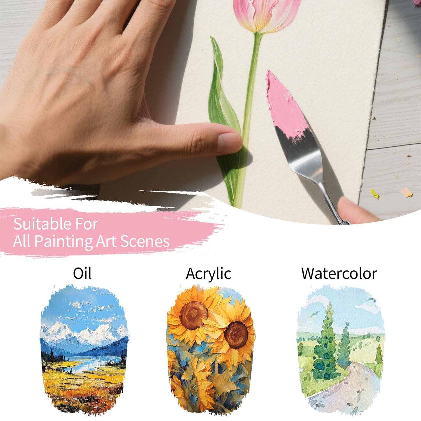 Paint Brush Set, Professional Paintbrushes with Palette Knife and Cloth Roll, Suitable for Beginners, Artists, Gouache, Oil, Face Painting(25pcs)