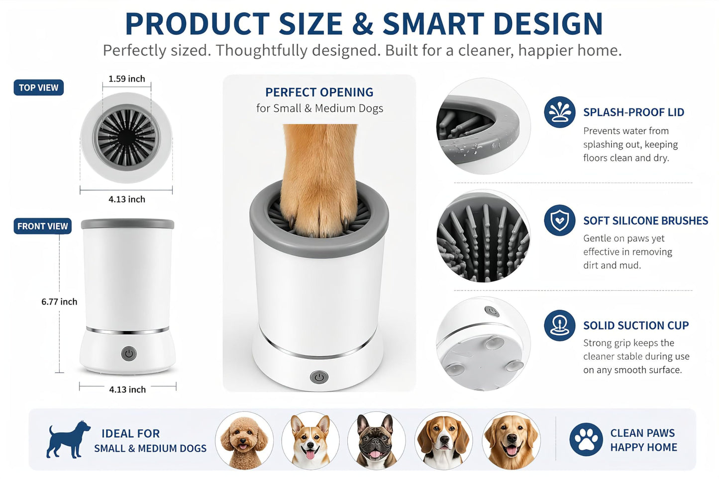 Ultimate 3-in-1 Dog Paw Cleaning Kit - Portable Silicone Paw Washer, XL Microfiber Towel & Self-Cleaning Grooming Brush - Complete Set for Small & Medium Pets