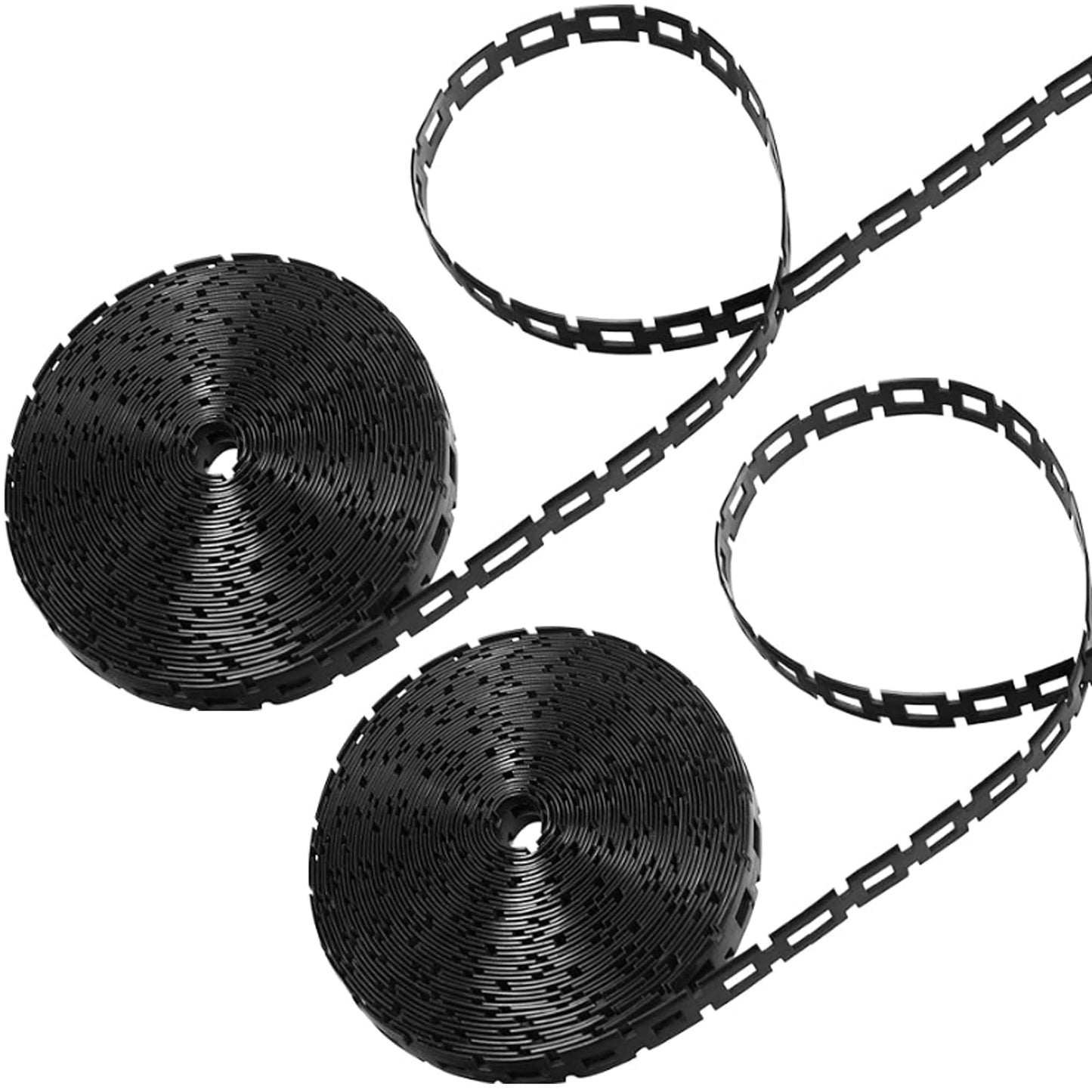 codree 2 Pcs 50Ft Plastic Chain Lock Tree Tie, 1/2 Inch Wide Adjustable Tree Support Straps for Staking, Flexible Cable Plant Trees Ties for Leaning Tree Garden Accessories