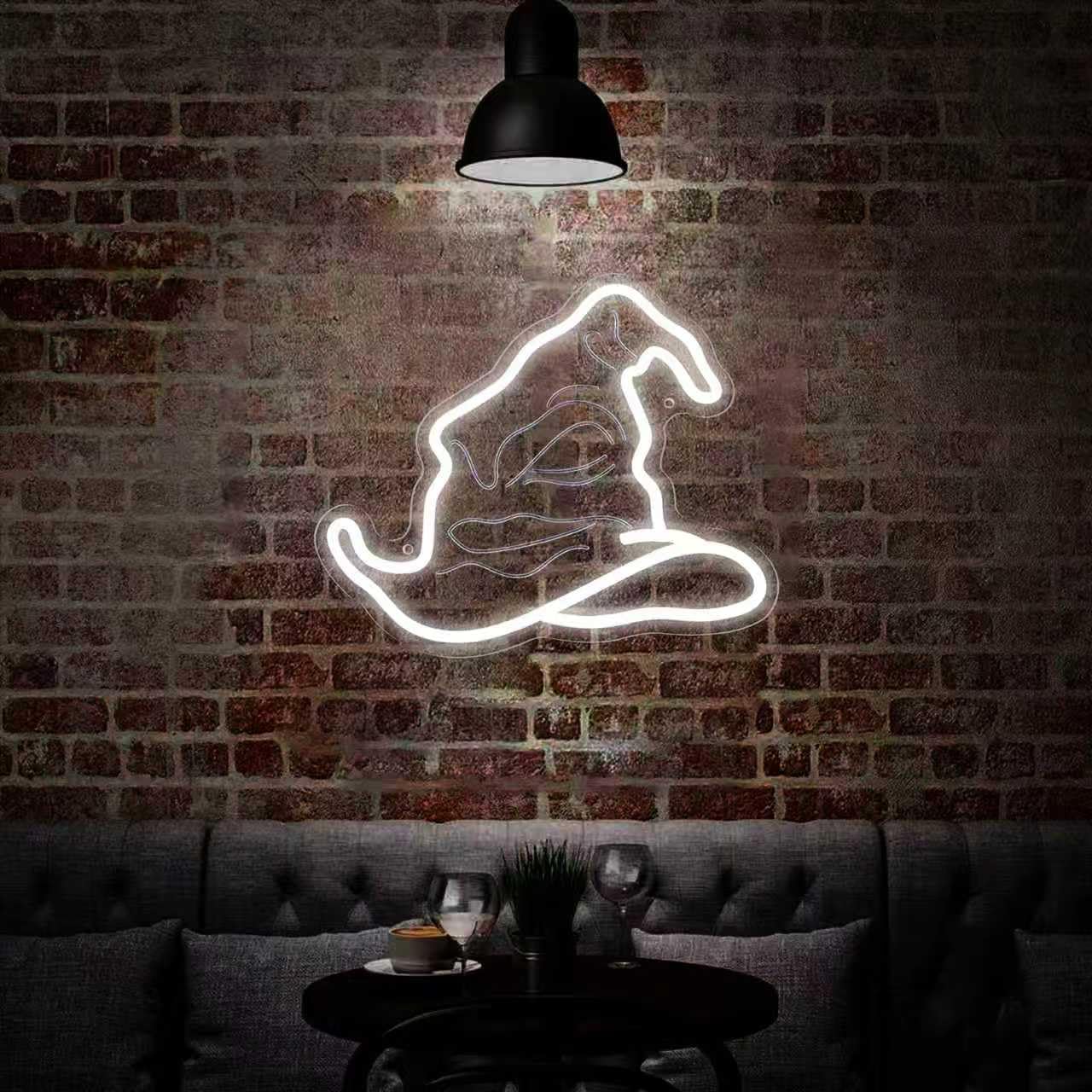WLFLXG Wizard Hat Neon Sign Harry Hat LED Light Sign for Wall Decor, Halloween Decorations USB Powered for Birthday Party Bedroom Man Cave Game Room Bar Kids Gift