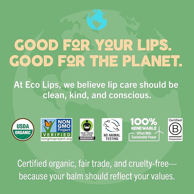 Mongo Kiss Organic Lip Balm 6-Pack by Eco Lips 100% Organic Beeswax & Cocoa Butter Lip Care with Mongongo Oil - Soothe & Moisturize Dry & Cracked Lips - Made in USA. (Pomegranate, Yumberry, Blood Oran