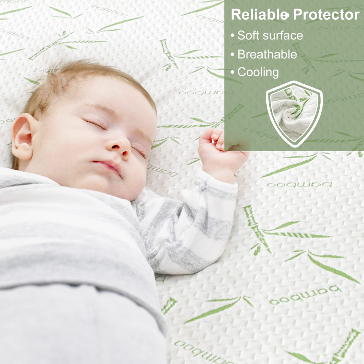 Twin XL Mattress Protector Waterproof Mattress Pad Washable Bamboo Rayon Mattress Cover Breathable Noiseless Bed Protector 5"