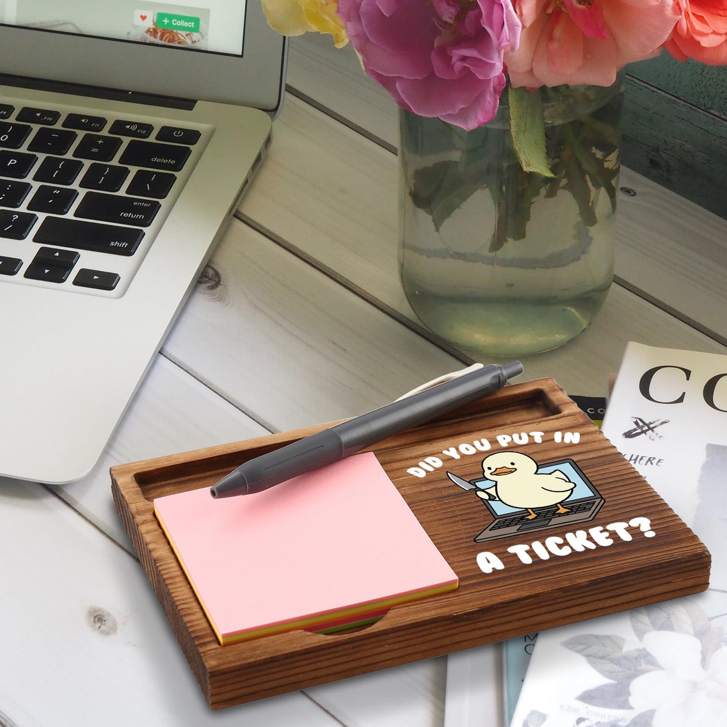 Funny Did You Put in a Ticket Goose Sticky Note Holder, Sarcastic Work Burnout Humor Gifts for Women Men Project Manager Technology Developers IT Technician Coworker Friend ZSS108
