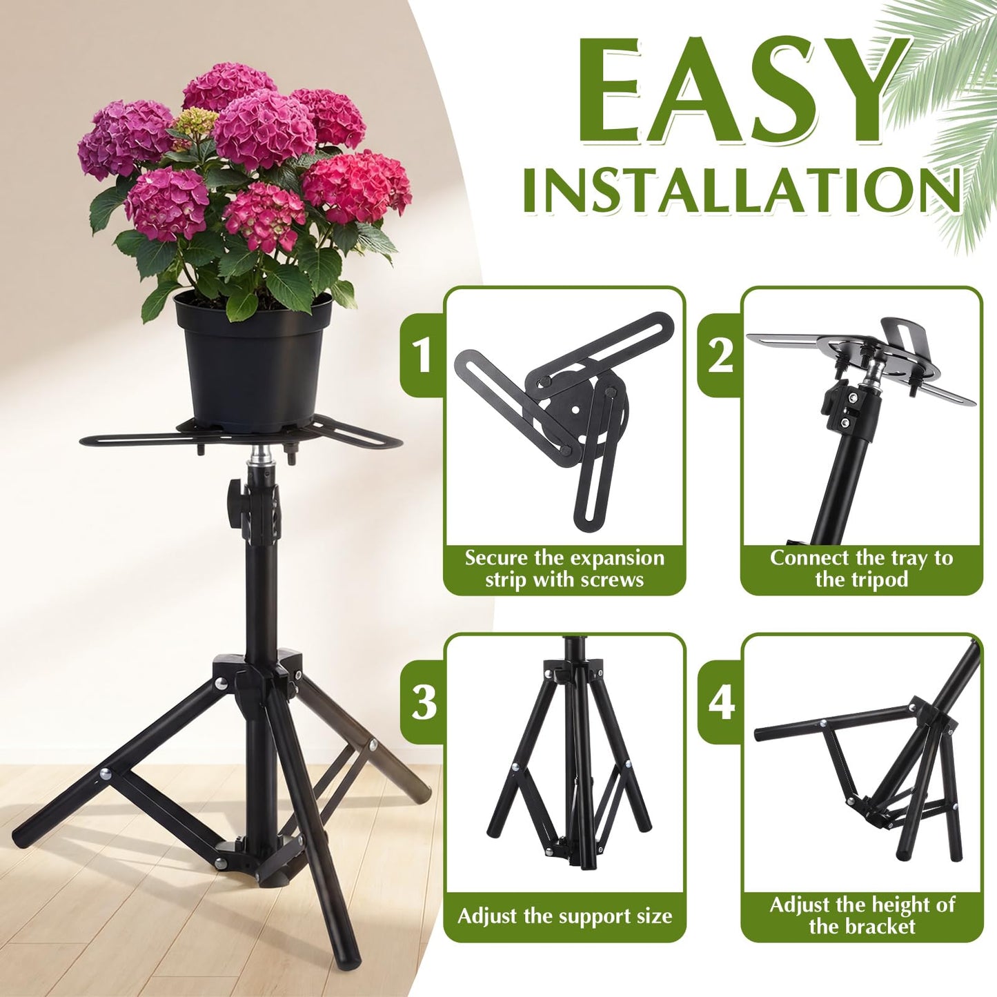 Otoolling 2 Pcs Adjustable Planter Risers for Inside Pots Metal Plant Inserts Fillers for Large Flower Pots Tall Tapered Planter Lift Stand for Indoor Outdoor Tall Containers (12-21" Rise, 4-12" Top)