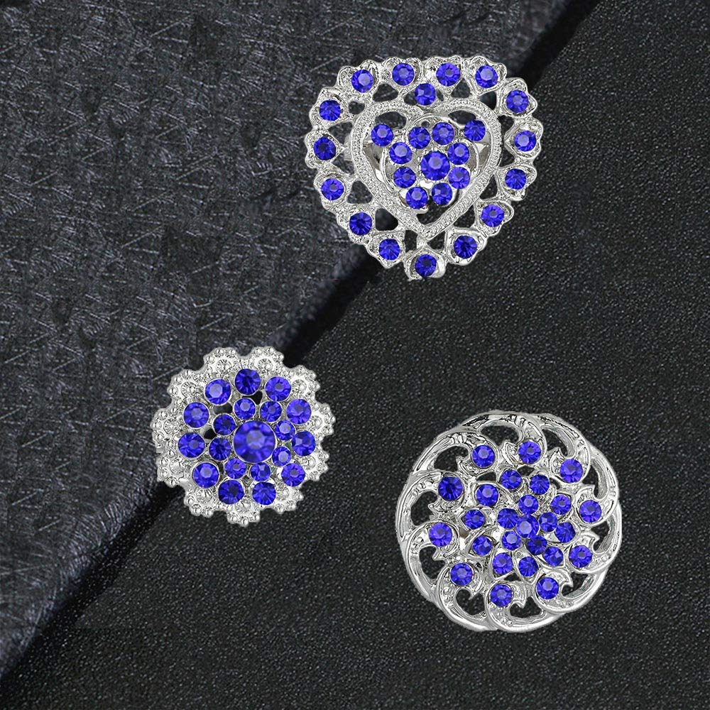 Ezing Lot 24pc Shining Rhinestone Crystal Brooches Pins DIY Wedding Bouquet Kit (G)