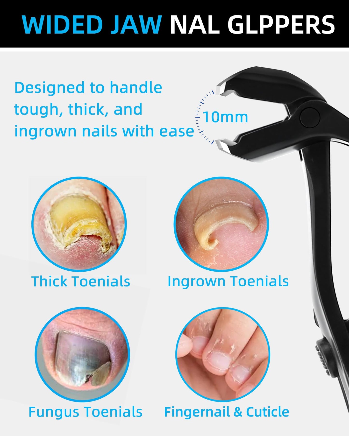Long Handled Toenail Clippers for Seniors Thick Toenails, Angled Head Large Nail Clippers for Men, Heavy Duty Professional Toe Nail Clippers for Thick Nails