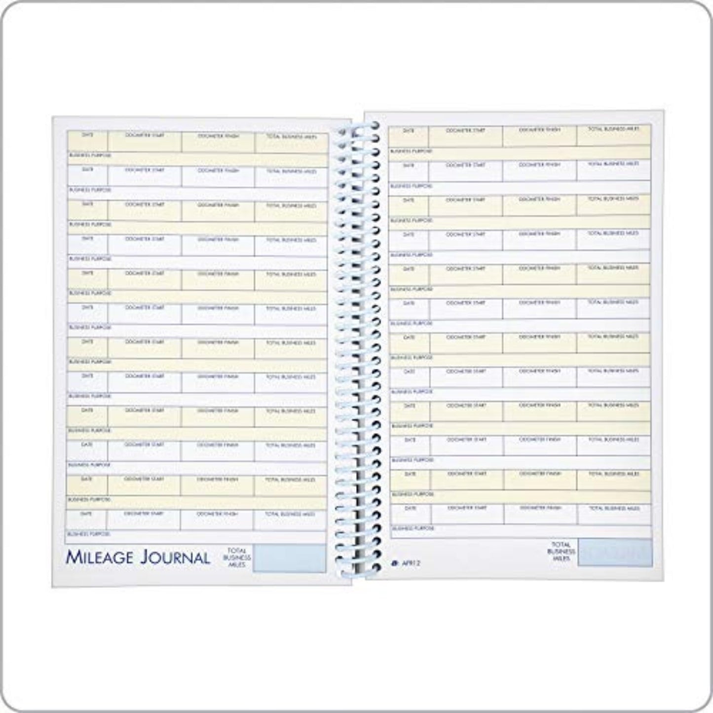 Adams ABFAFR12 Vehicle Mileage and Expense Journal, 5-1/4" x 8-1/2", Fits the Glove Box, Spiral Bound, 588 Mileage Entries, 6 Receipt Pockets,White
