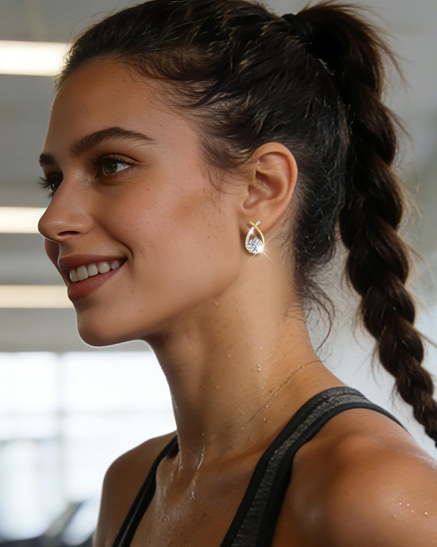 2 Pairs Lymphatic Earrings for Women Lymphvity Germanium Lymph Flow Drainage Earrings Acupuncture Therapy Hoop Crystal Dangle Ear-rings Rhinestone Jewelry Gifts