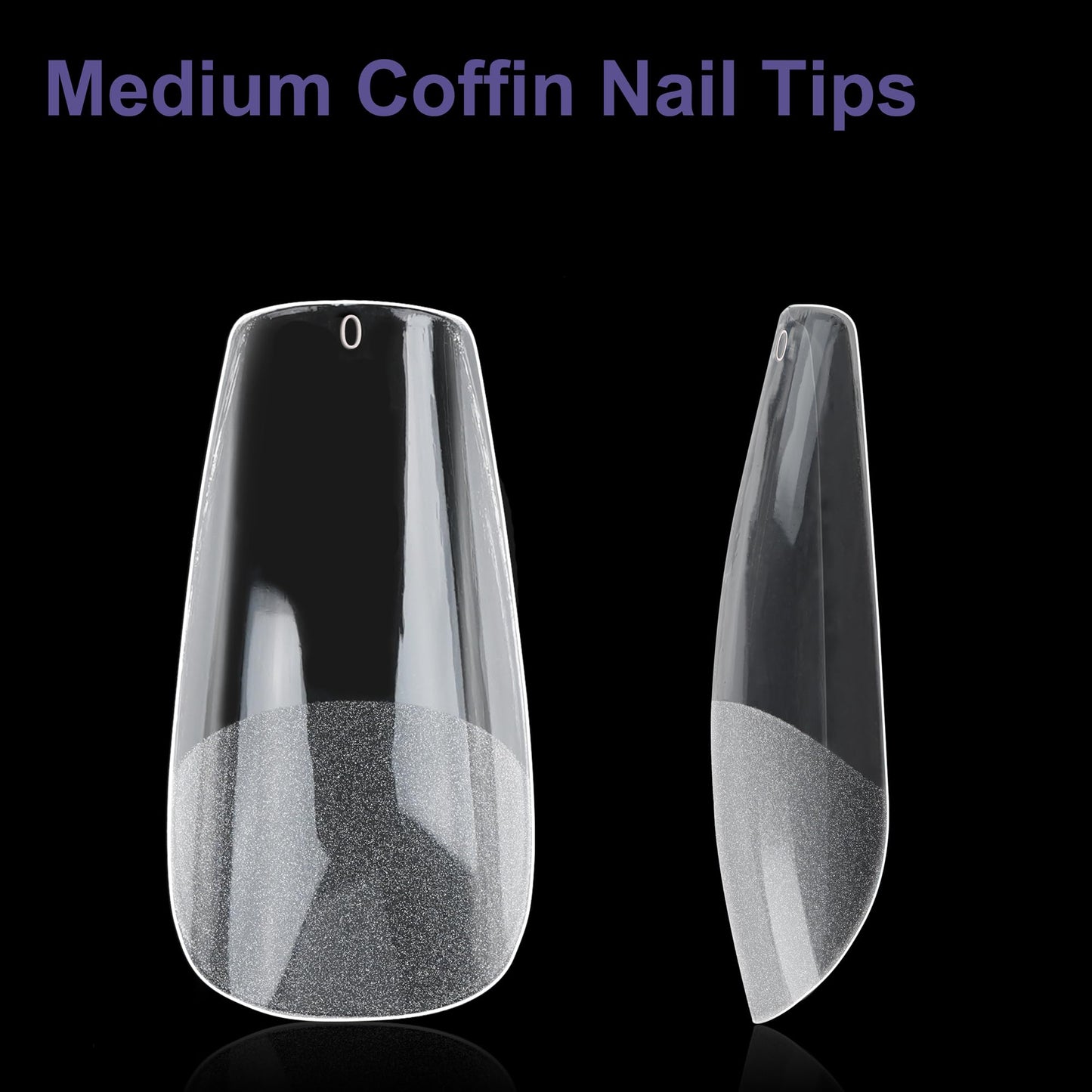 Half Matte Medium Coffin Fake Nail Tips, Soft Gel Pre-Shaped Nail Tips, Full Cover False Nails with Clear Box for Nail Salons and DIY Nail Art, 600PCS/10 Sizes