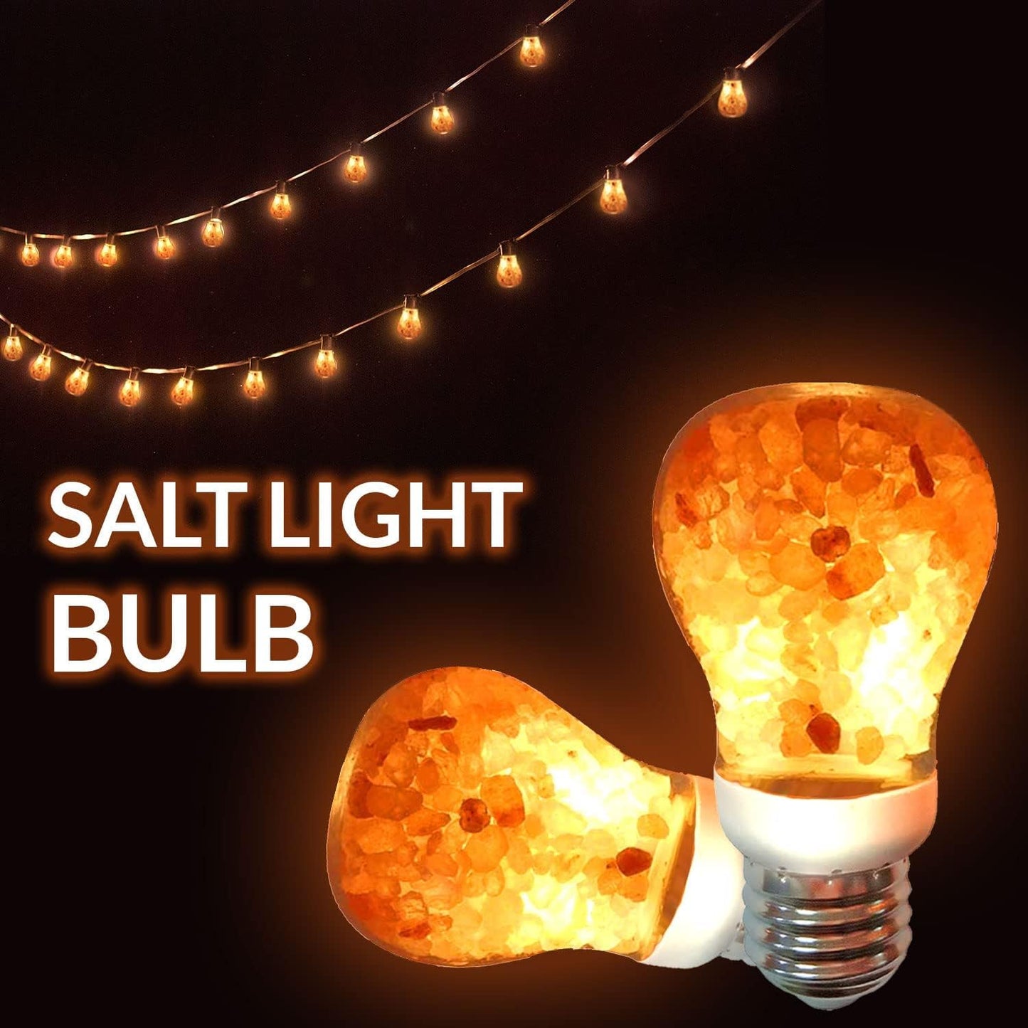 Himalayan Glow Natural Pink Salt LED Light Bulb, Warm Amber Glow - 60 Watt Equivalent light Bulb, Dimmable, E26 Edison light bulb for Homes, Decor, Offices