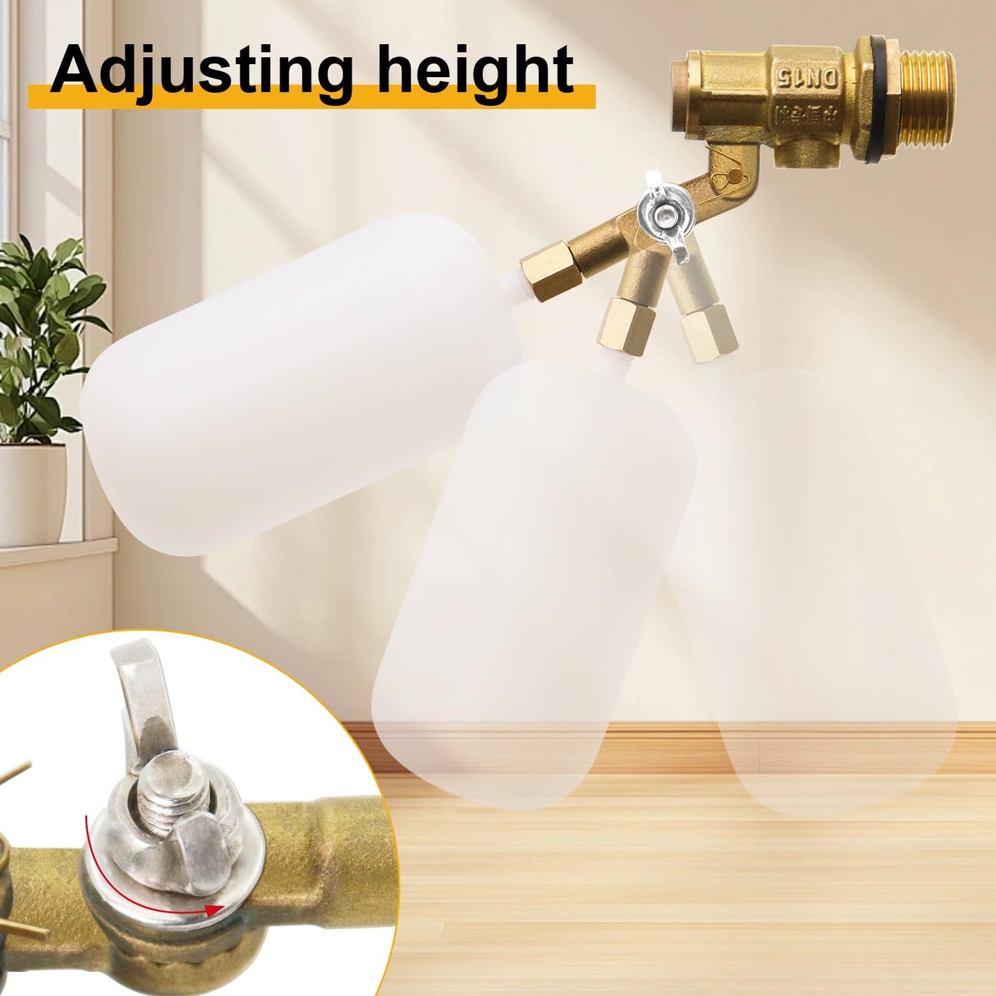 2 Pack Brass Float Valve 1/2 inch,with Adjustable Arm Automatic Fill Float Valve for Livestock Trough Pond Control Adjustable Switch