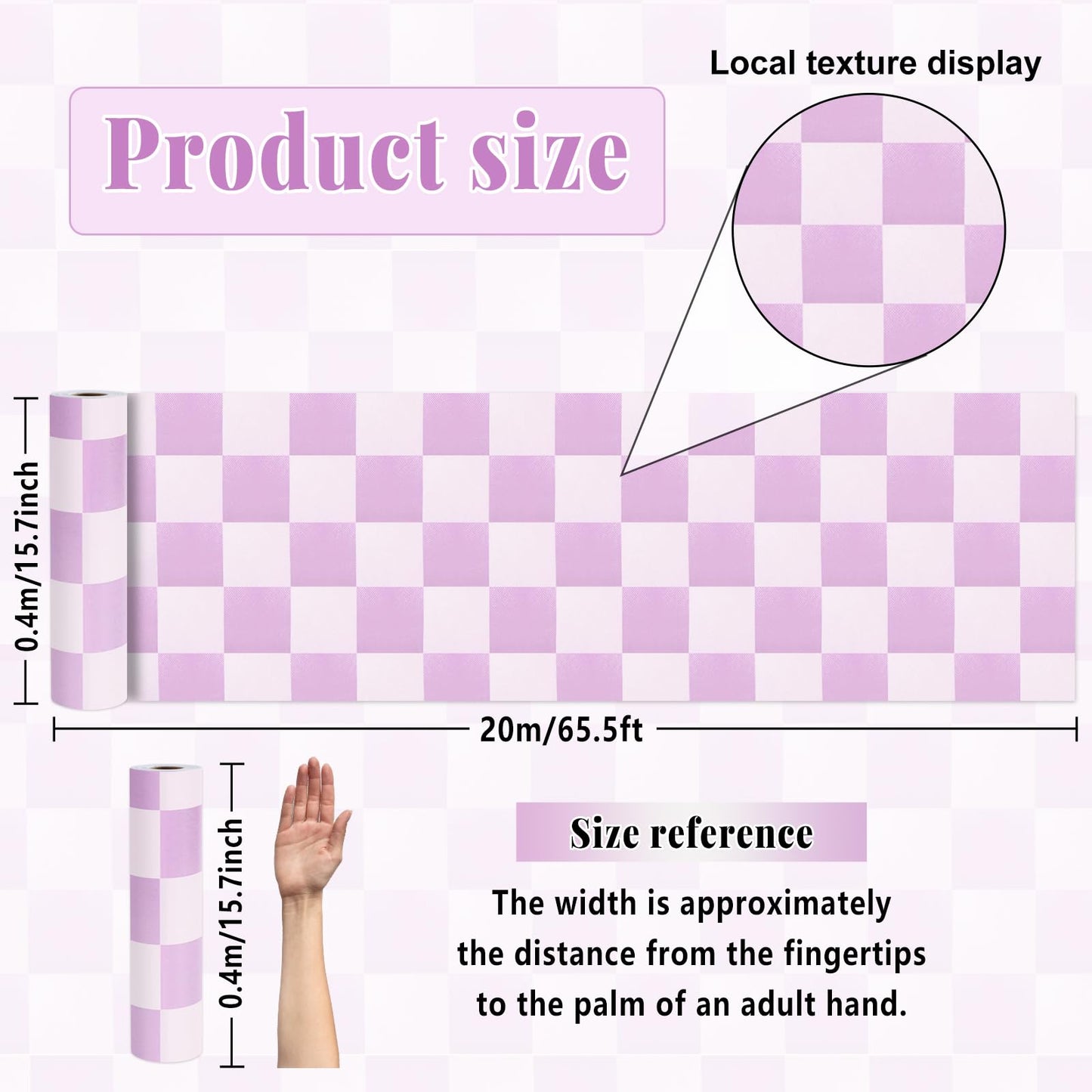 Purple Checkered Bulletin Board Roll Reusable Waterproof Erasable Purple Checkered Non-Woven Fabric Bulletin Board Roll Poster for Teacher Classroom Decors Wrap Crafts 15.7" x65.6ft