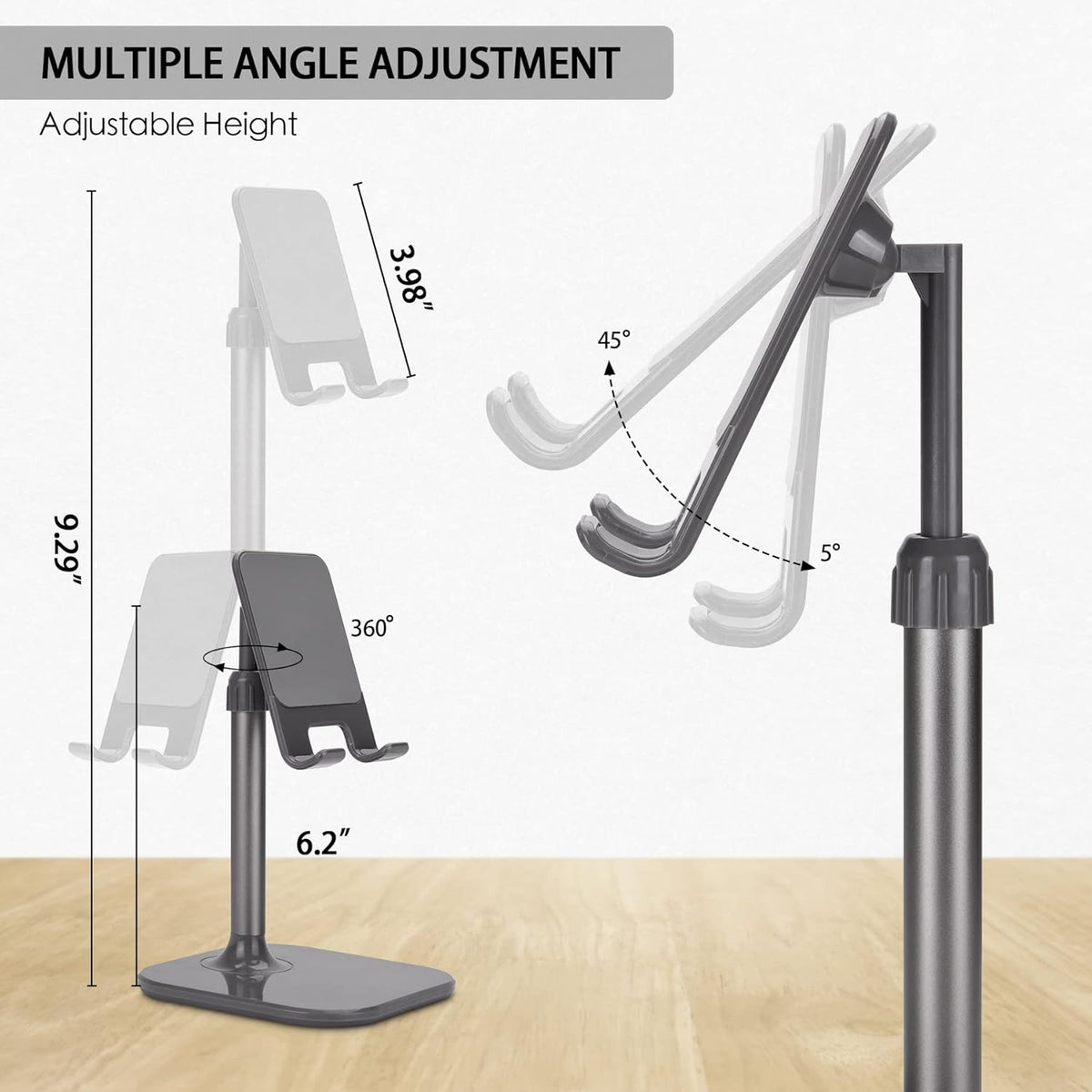 Doboli Cell Phone Stand, Phone Stand for Desk, Phone Holder Stand Compatible with iPhone and All Mobile Phones Tablet, Gifts for Adults Women Men Mom Wife, Space Gray