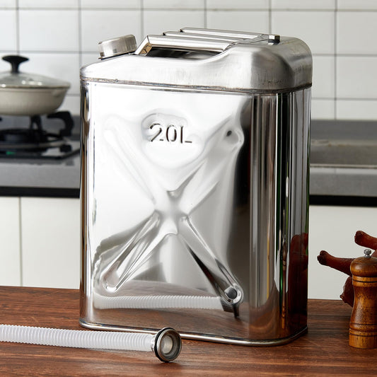 Blulu 1 Pcs 5 Gallon Stainless Cooking Oil Storage Can Commercial 304 Food Safety Fryer Oil Storage Container Distributor with Guide Pipe and Lid for Kitchens Restaurants Food Trucks