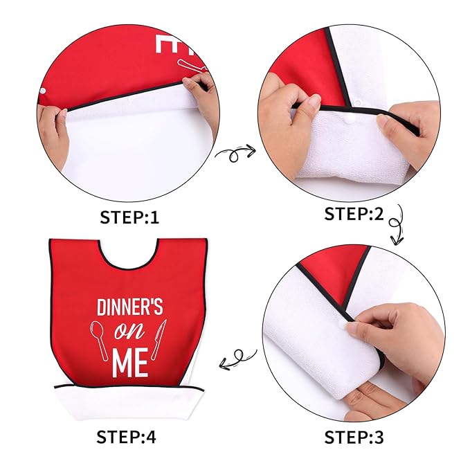 XKDOUS 2 Pack Funny Adult Bibs for Man, Waterproof and Reusable Adult Bibs for Eating with Optional Crumb Catcher,Washable Dining Clothing Protector, Gifts for Women Mom Elderly Men Senior