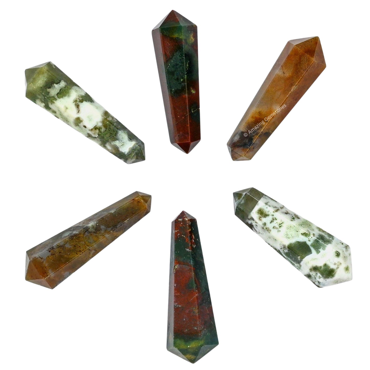 Amazing Gemstone Fancy Jasper Crystal Points Bulk Healing Crystals - Pack of 3 Double Terminated Healing Wand Point Bulk Crystals for Crafts,Crystal Grid,DIY Work - Premium Crystals - Beginners Gift