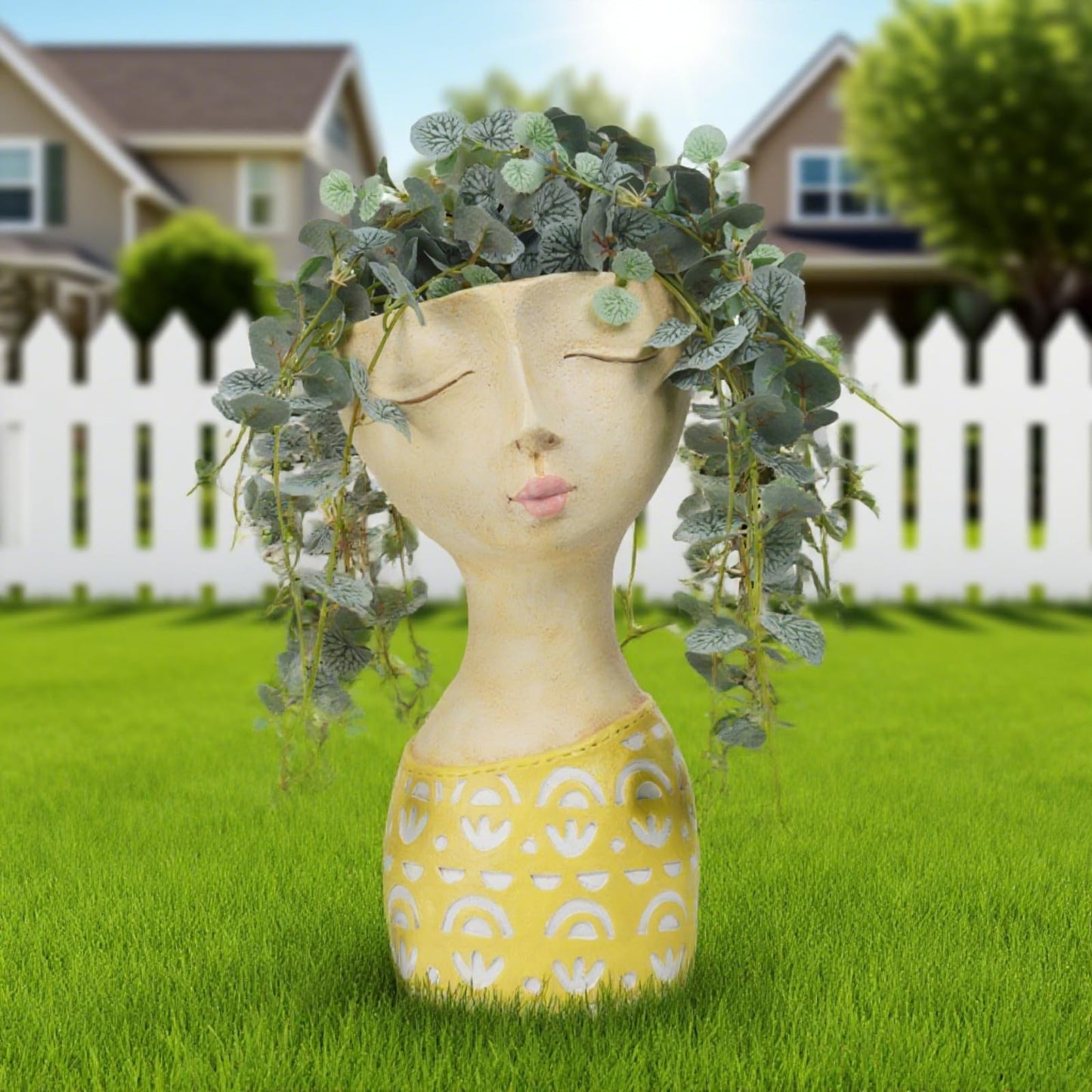 DiliComing Face Planter-Pots for Indoor Plants - 11 Inch Tall Planters for Flowers Head Planter with Drainage for Patio Yard Garden Succulent Pots Garden Decor 6 x 6 x 11 Inch