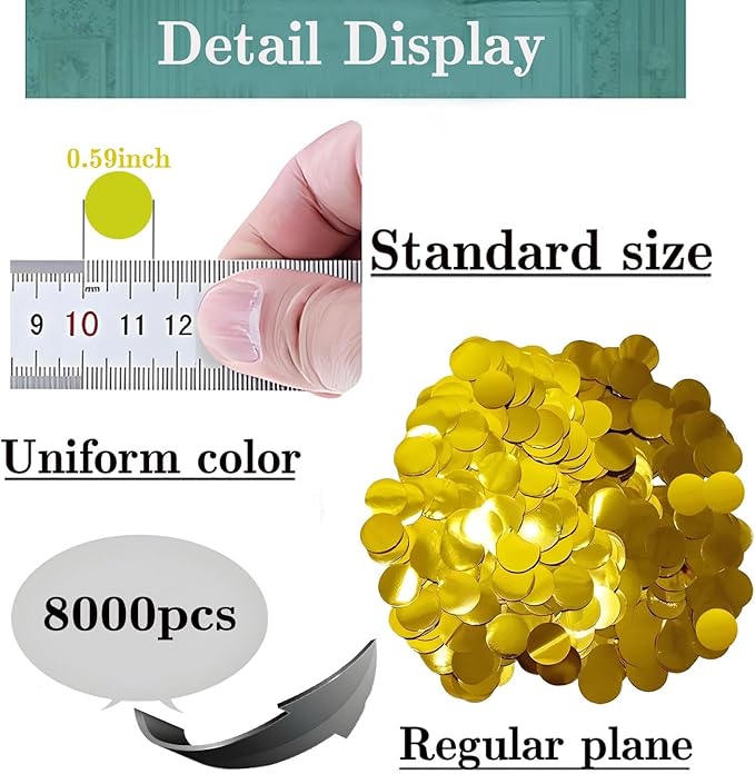 Gold Metallic Foil Confetti 8000 Pcs Shiny Round Table Confetti for Fill Balloon Wedding Graduation Party Decorations,60g of pack