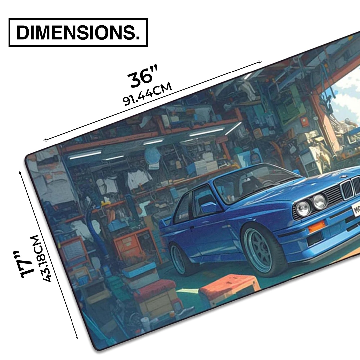 MPCO. Original Large Gaming Desk Mat – 36" x 17" Duraglyde Manga Motors Benjis-BMW Full Desk Mouse Pad for Smooth Precision – Non-Slip, Washable Extra-Large PC Mouse Pad for Gaming Sessions