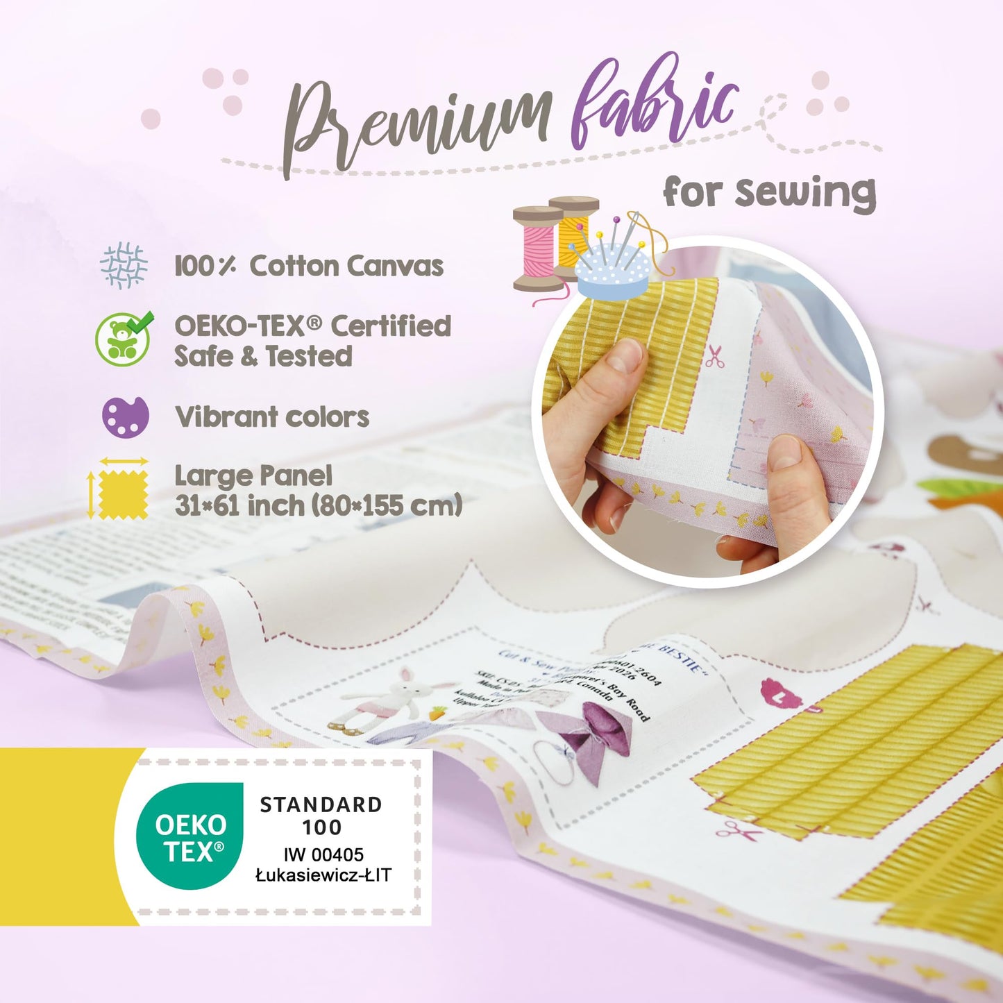 Doll Sewing Panel for Intermediate Skills - with Video Instructions - Cut & Sew Fabric Panel Doll with Clothes: Dress Me Bestie Bibby Bunny