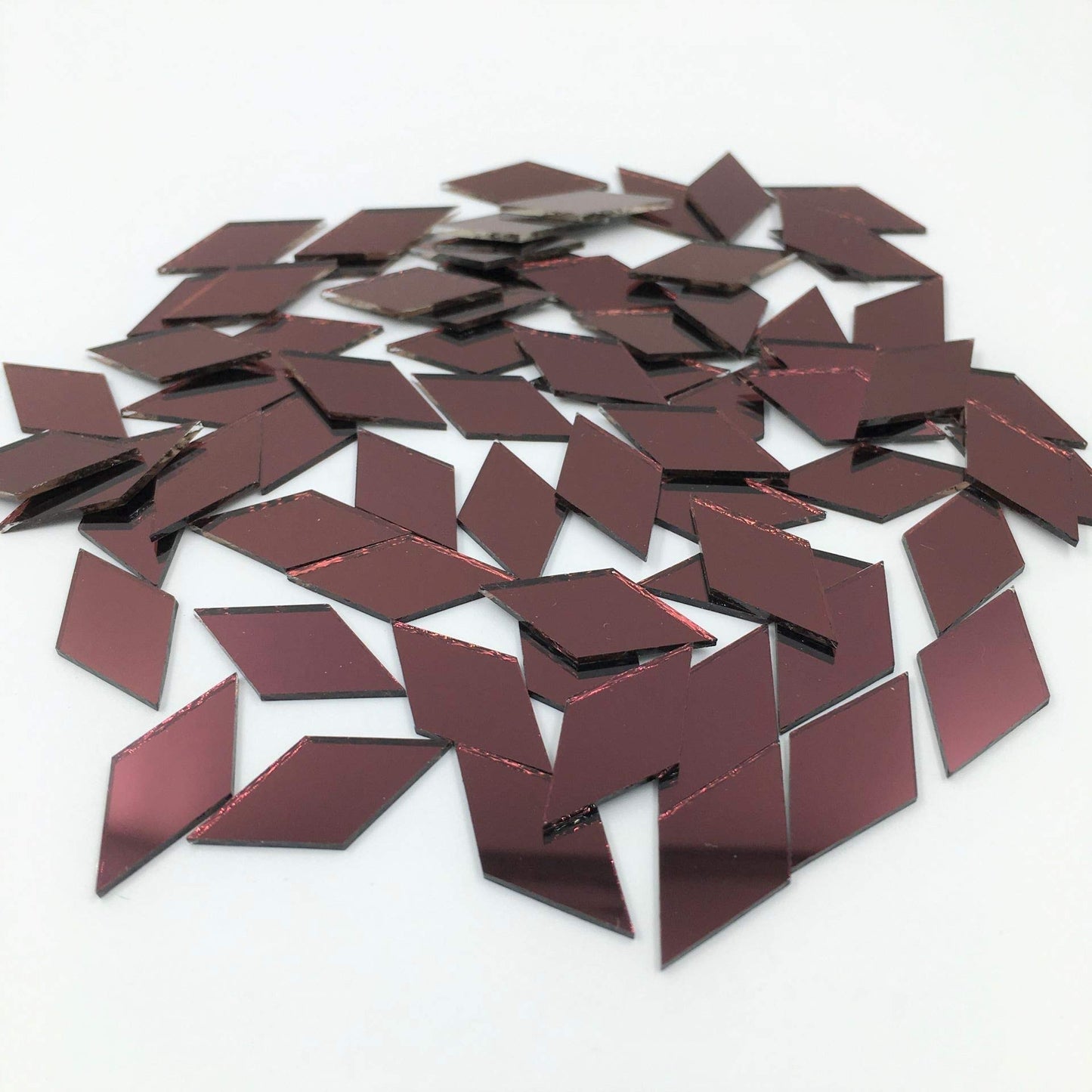 NUO RUI 200pcs 1" x 1/2" Diamond Shape Mirror Mosaic Tiles Purple Craft Mirrors
